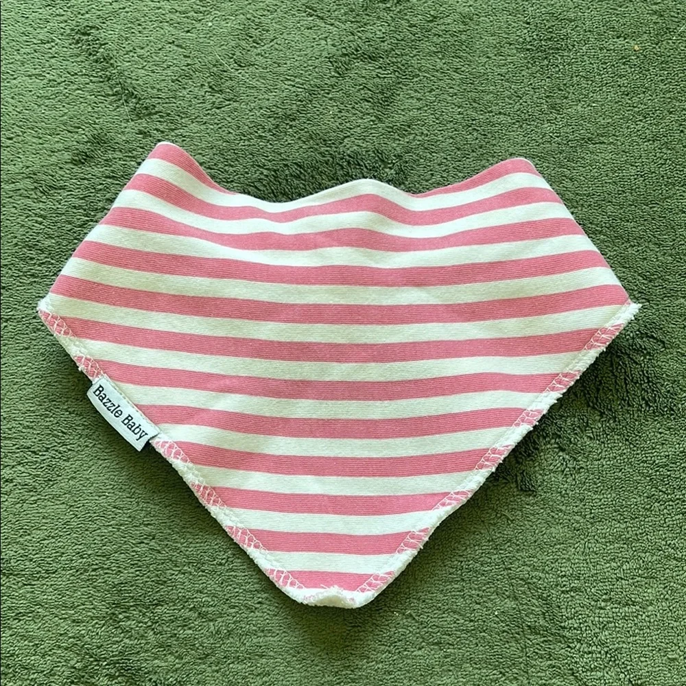 Bazzle Baby Pink and White Striped Bib